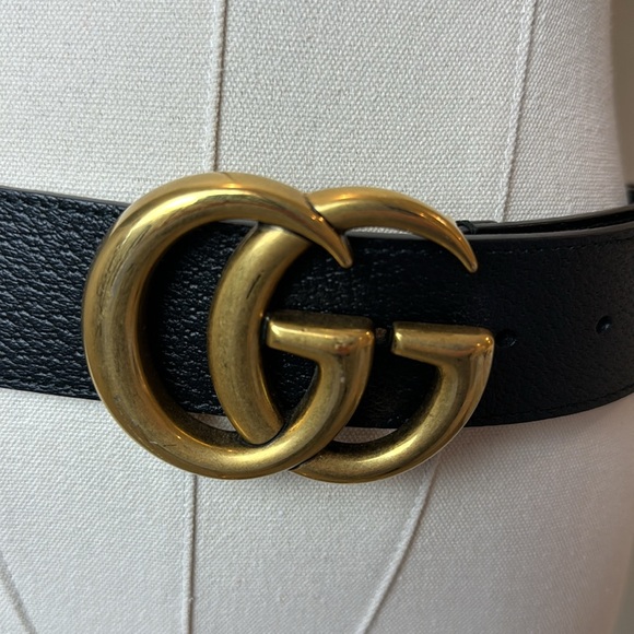 Gucci GG MARMONT WIDE BELT. Black with gold buckle. - Picture 2 of 6